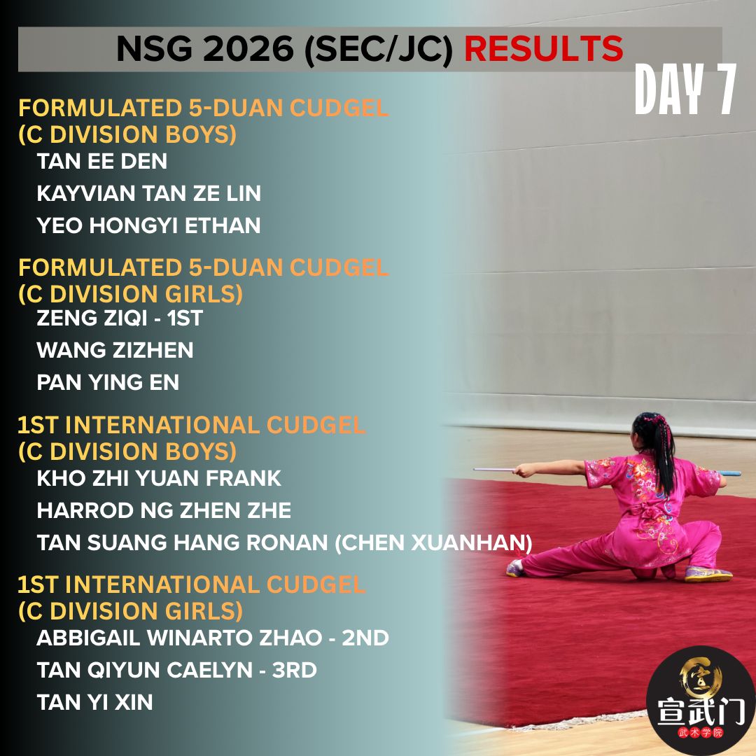  National School Games Wushu 2026 (Sec/JC/CI) Day 7 Results