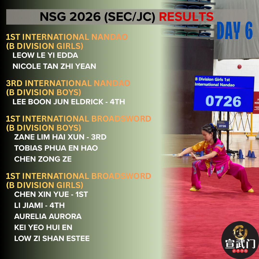 National School Games Wushu 2026 (Sec/JC/CI) Day 6 Results