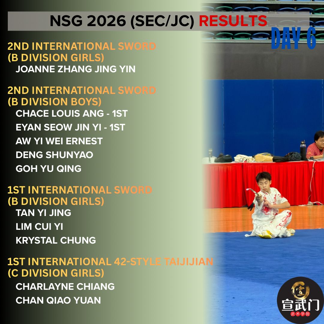 National School Games Wushu 2026 (Sec/JC/CI) Day 6 Results