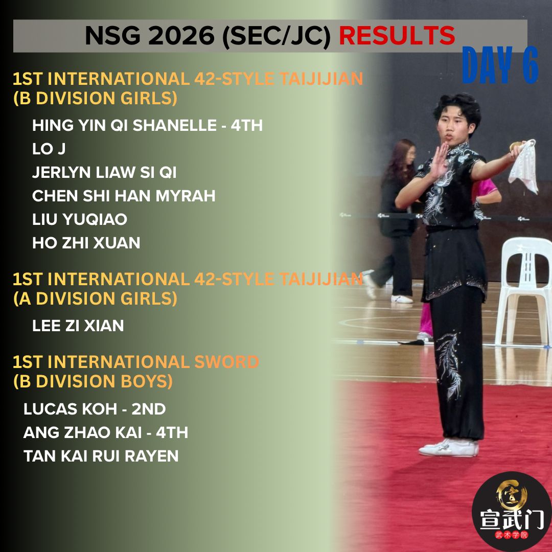 National School Games Wushu 2026 (Sec/JC/CI) Day 6 Results