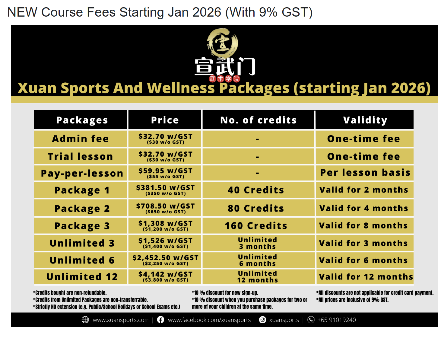 Course Fees 2025 (With 9% GST)